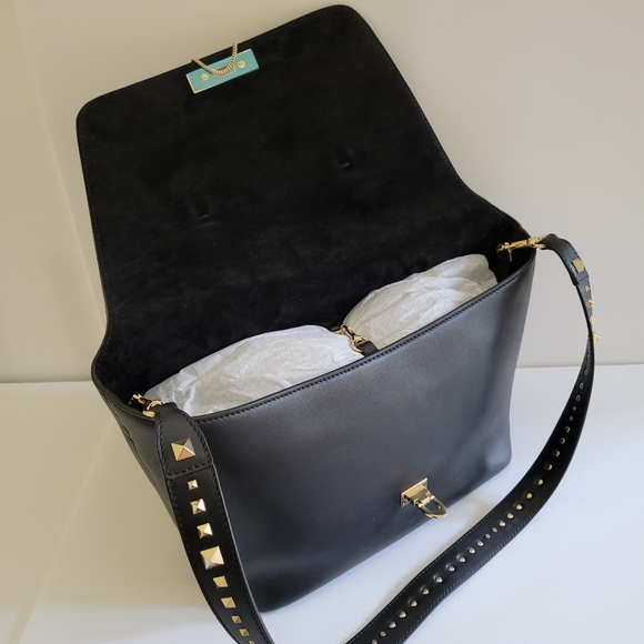 Big Sale! VALENTINO GARAVANI Demilune Studded Large Leather Tote Bag - Picture 8 of 17